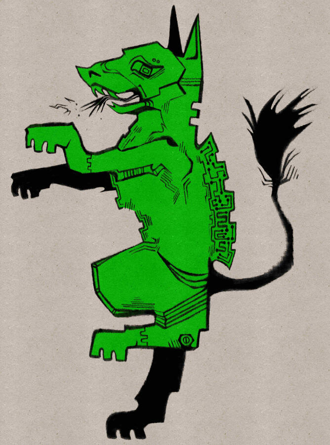 circuit creature, 2022. digital illustration (done in procreate).