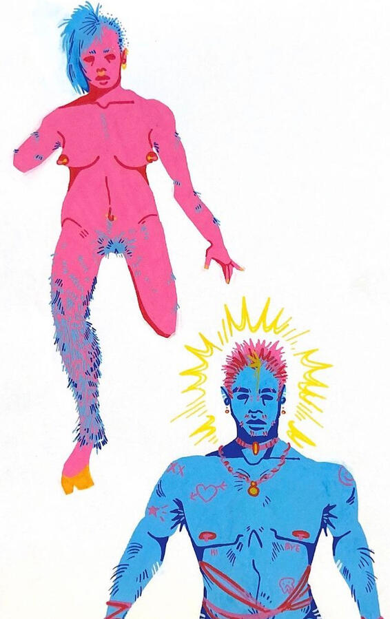 sketchbook crops (4/4), 2022. paint marker on sketchbook paper.