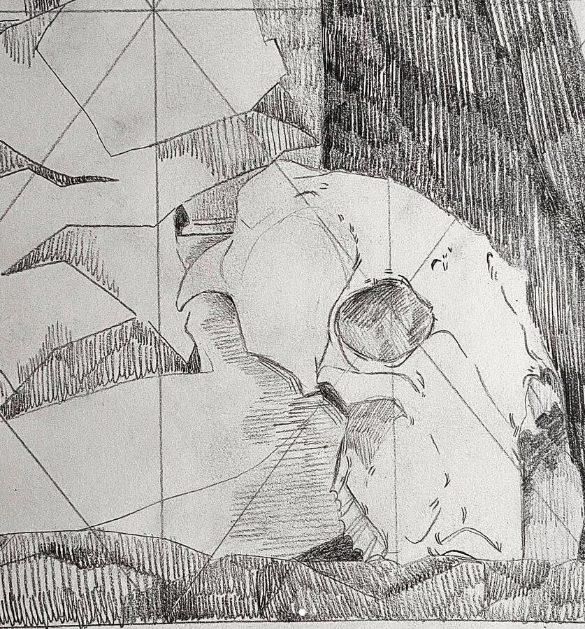skull study, 2021. graphite on sketchbook paper.