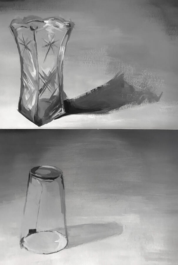 glass studies, 2022. acrylic on bristol board.