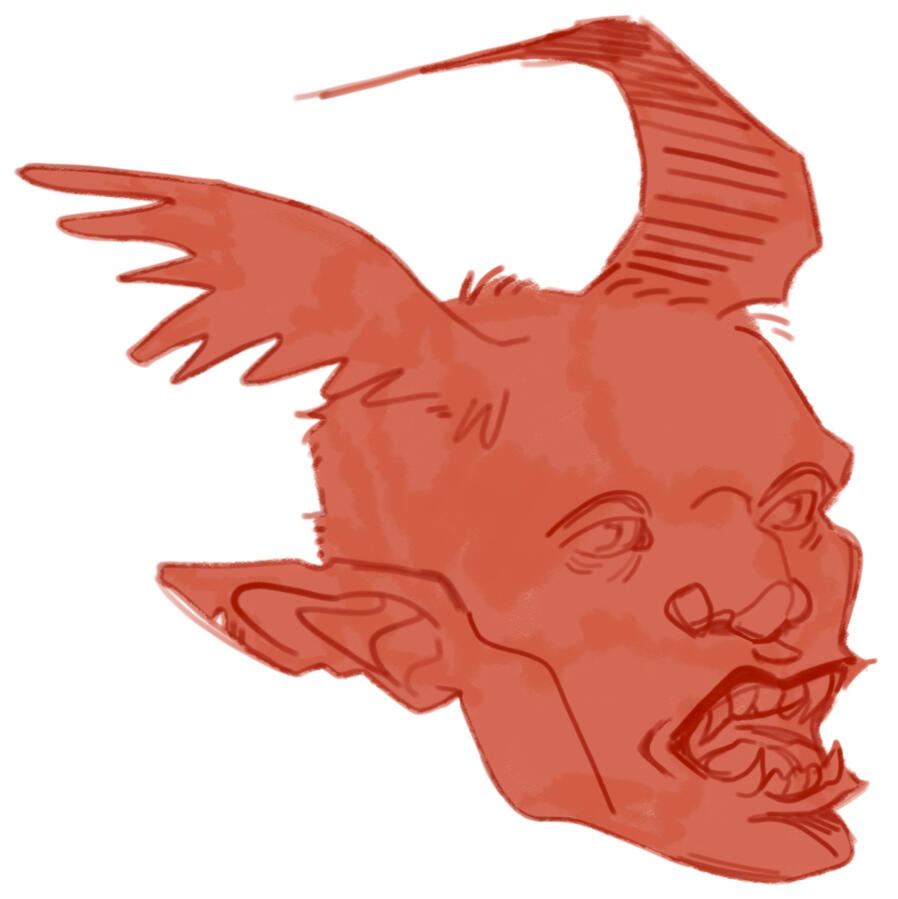 demon&#39;s head (1/2), 2023. digital sketch (done in procreate).